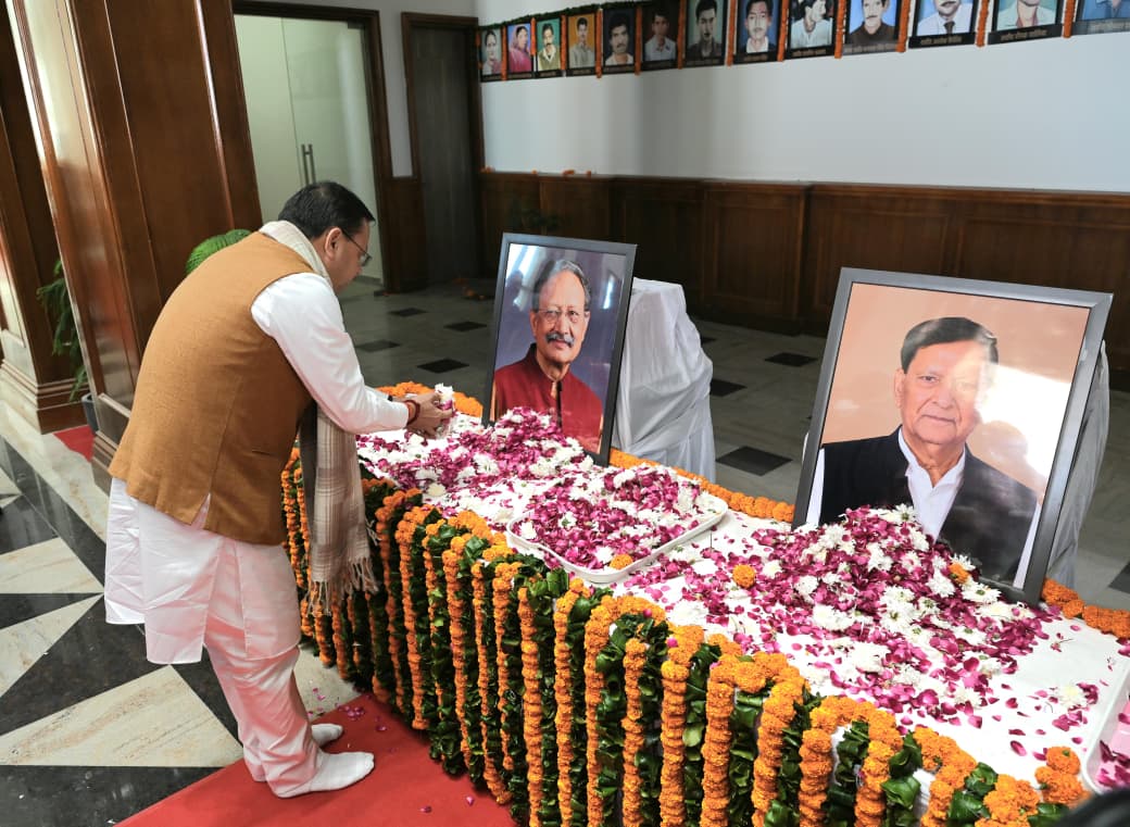 CM Pushkar Singh Dhami Pays Emotional Tributes to Former Uttarakhand Chief Ministers B.C. Khanduri and Former Cabinet Minister Heera Singh Bisht